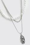 Triple Layer Pearl Necklace With Pendant
