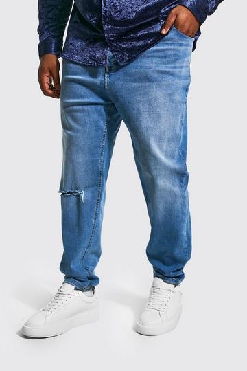 Light Brown Plus Skinny Fit Single Slash Knee Jean