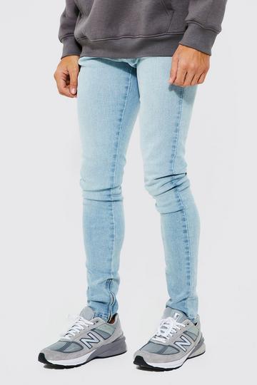 Light Brown Skinny Stacked Leg Jeans With Ankle Zips