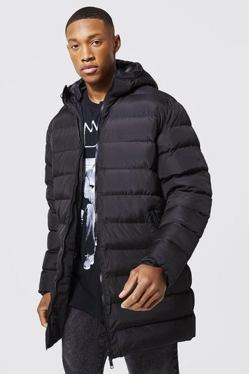 Black Quilted Hooded Jacket