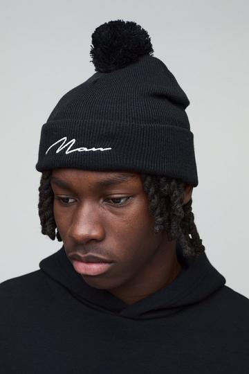 Black Man Signature Bobble Beanie