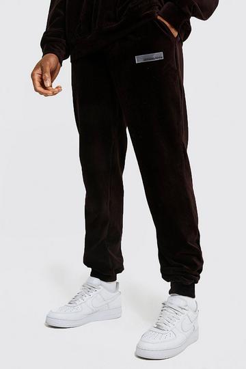 Regular Fit Velour Ribbed Jogger chocolate
