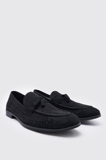 Faux Suede Weave Loafer black