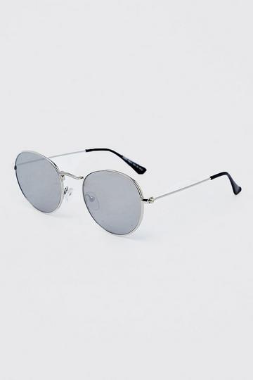 Metal Mirror Round Sunglasses silver