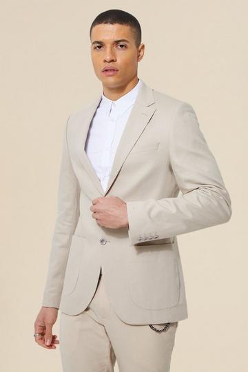 White Skinny Single Breasted Textured Blazer