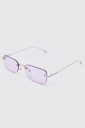 Rectangular Frameless Sunglasses silver
