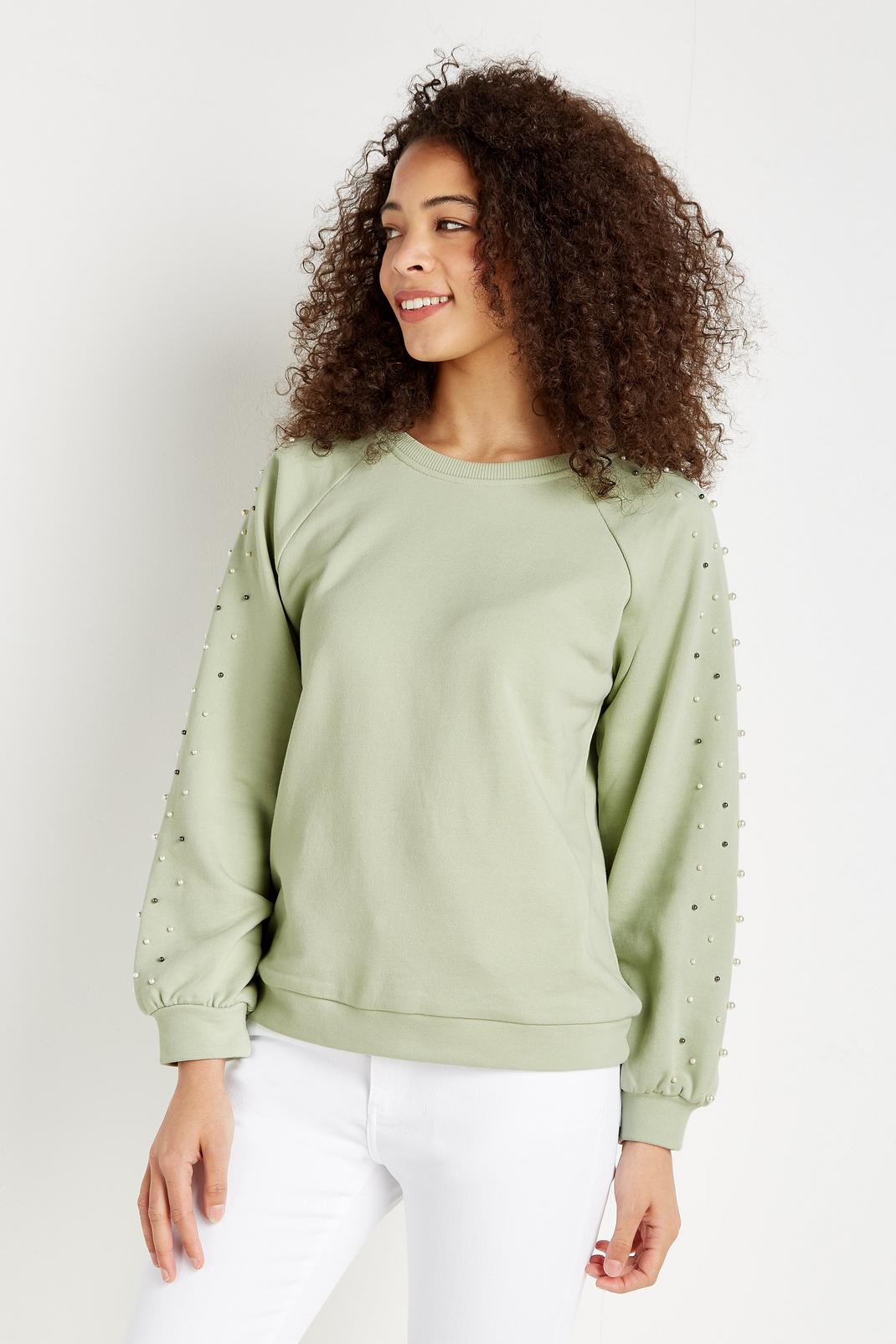 Sage Pearl Sleeve Sweatshirt image number 1