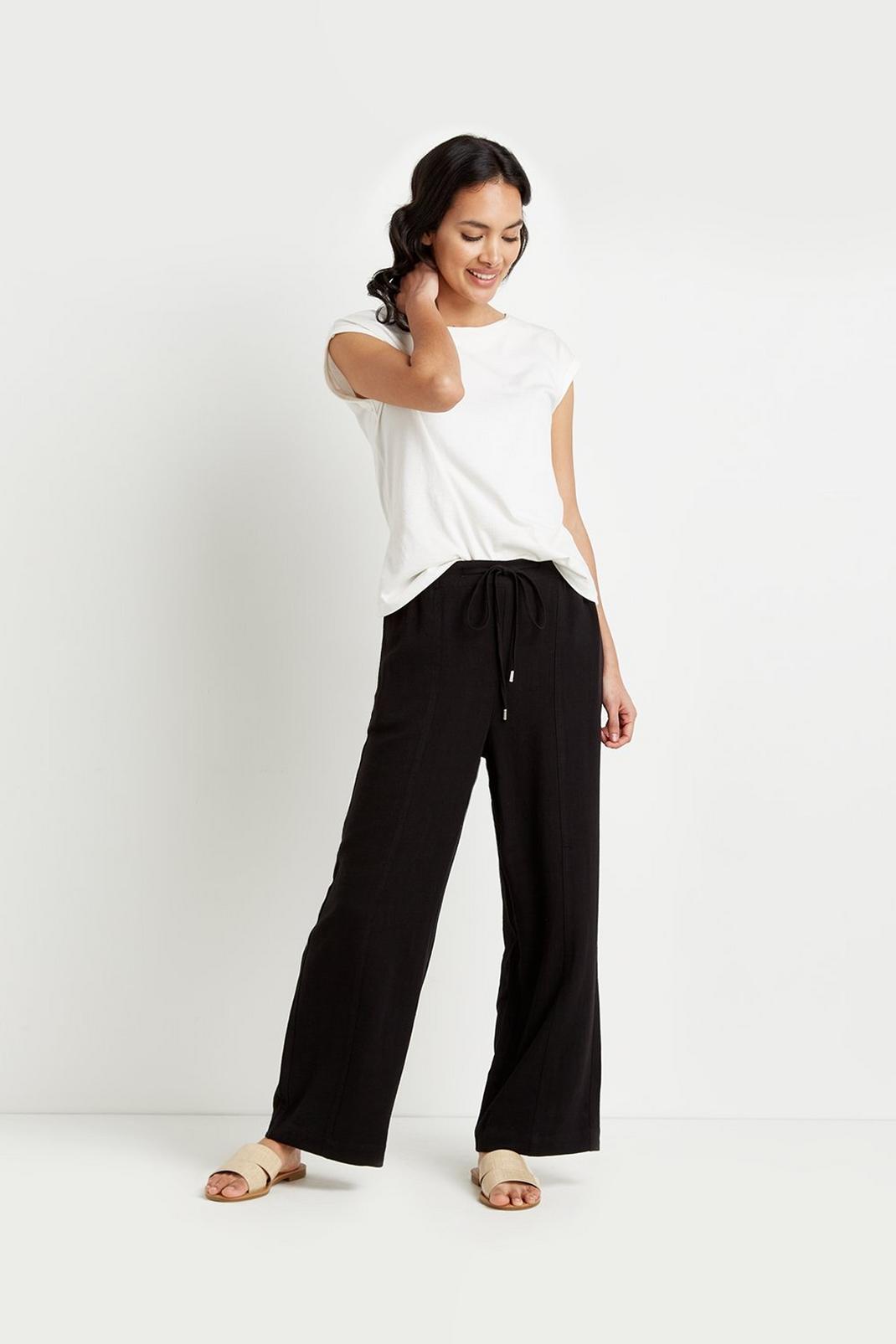 105 Petite Linen-look Wide Leg Trousers image number 1