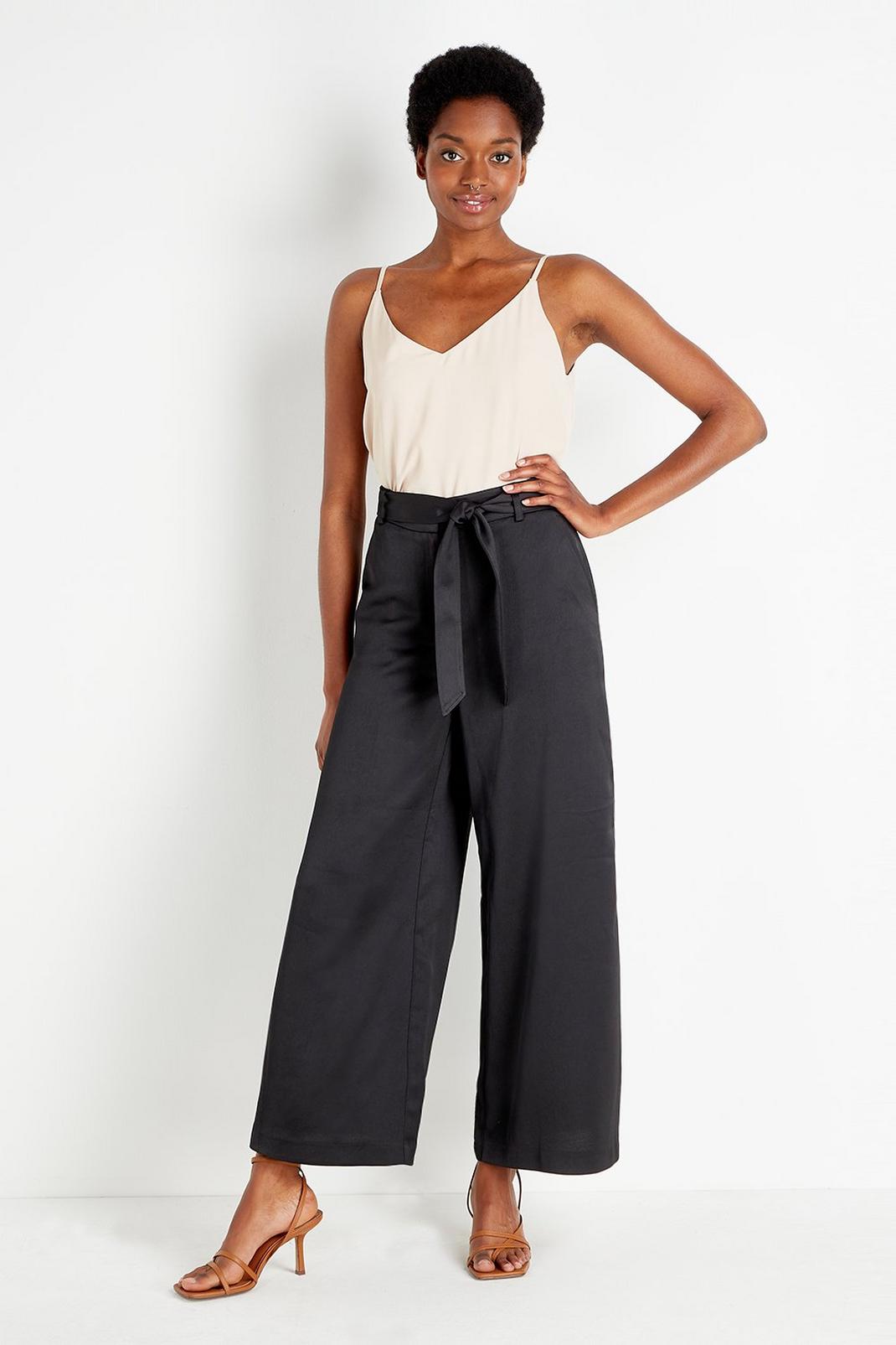 105 Tall Satin Belted Wide Leg Trousers image number 1