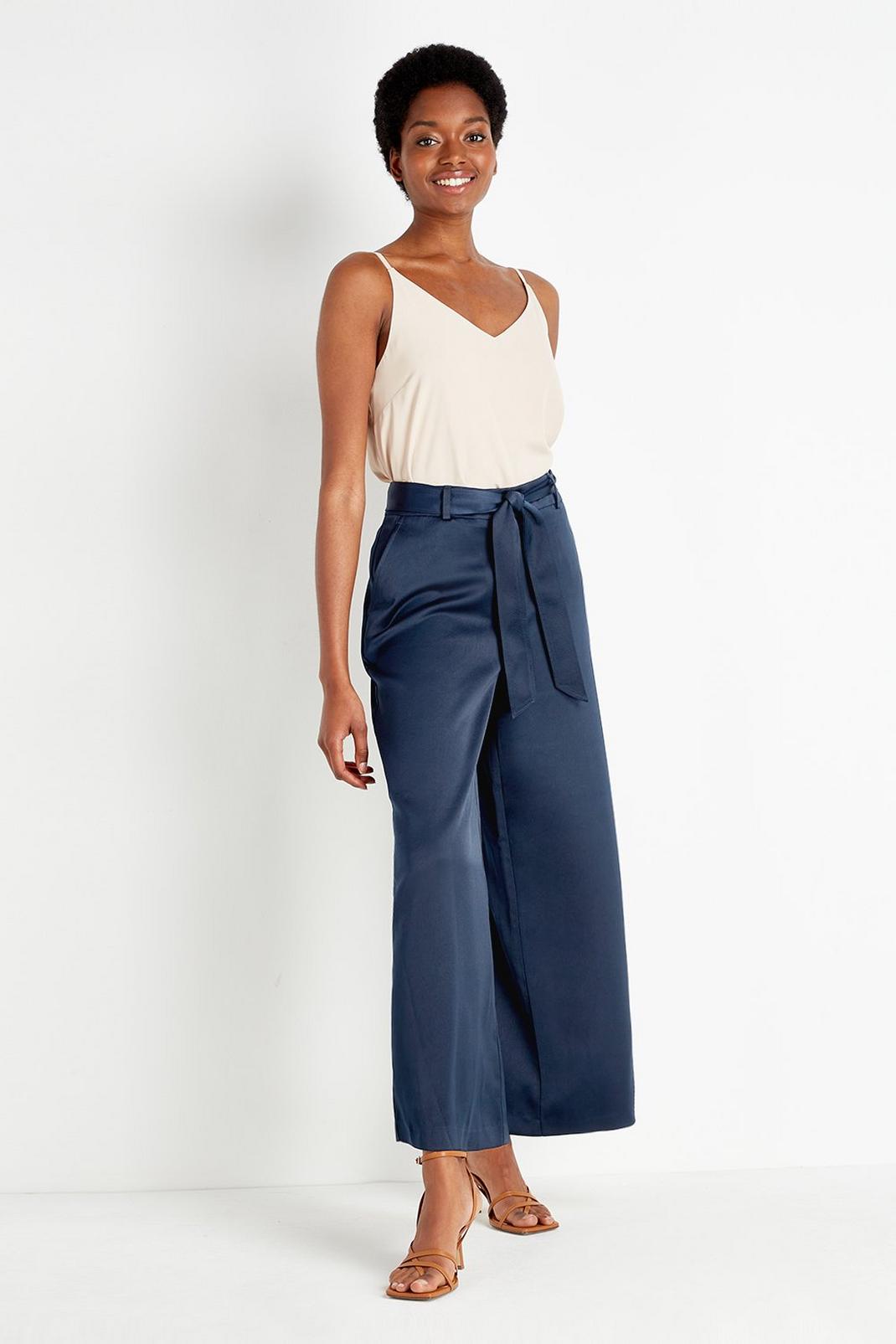 148 Tall Satin Belted Wide Leg Trousers image number 1