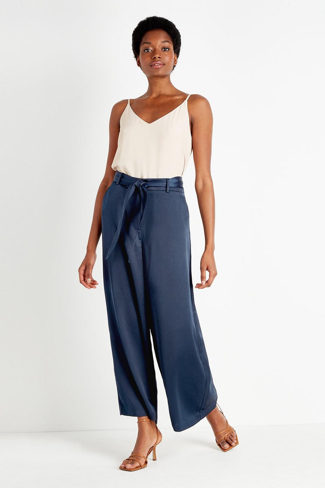 148 Tall Satin Belted Wide Leg Trousers image number 2