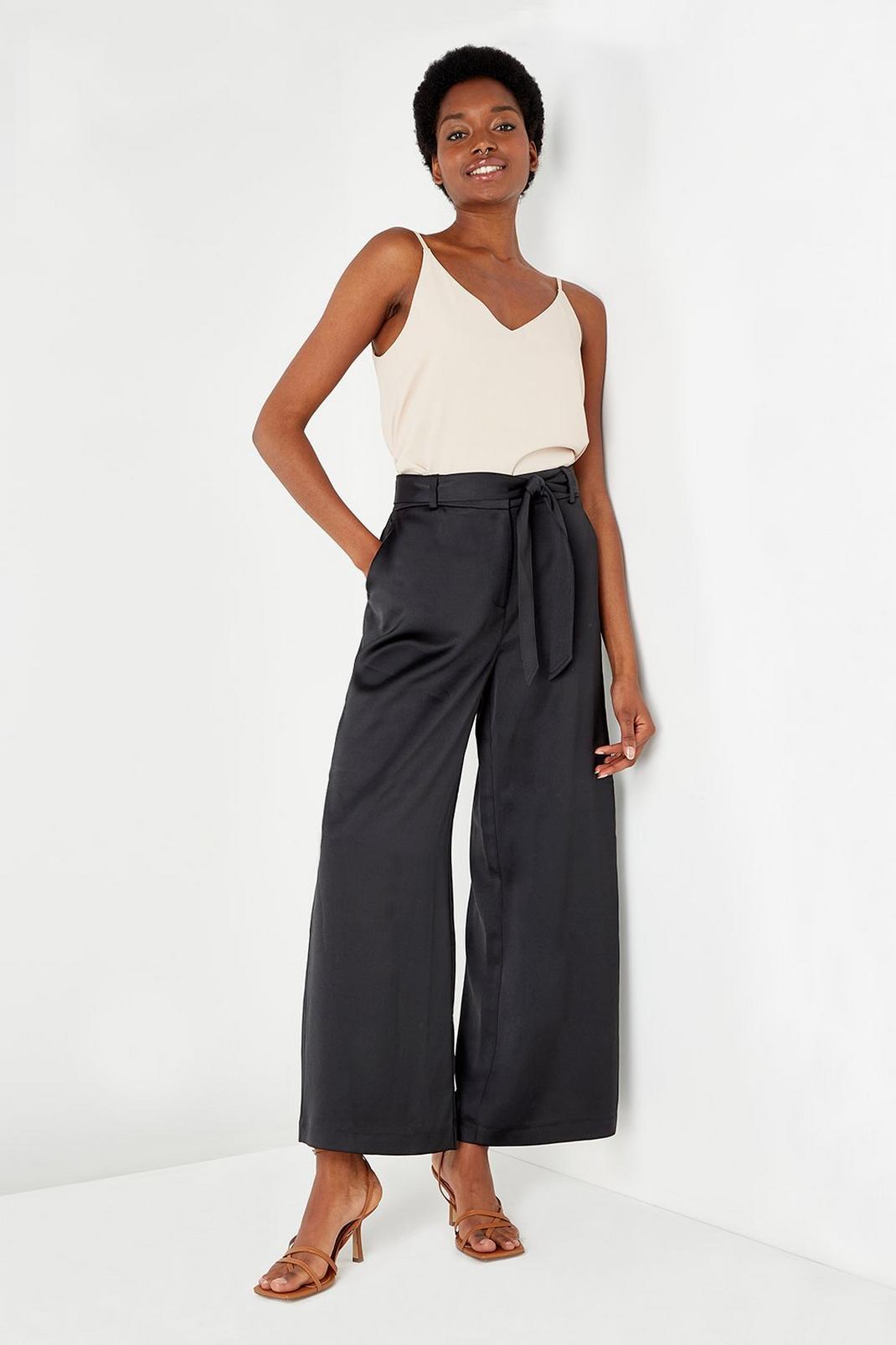 105 Petite Satin Belted Wide Leg Trouser image number 2