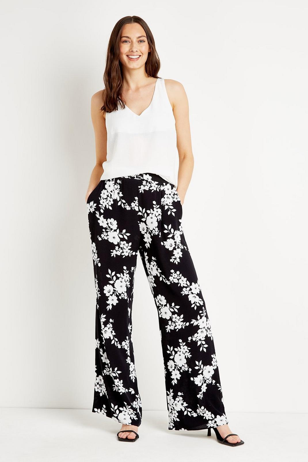 105 Tall Shadow Floral Wide Leg Trouser image number 1