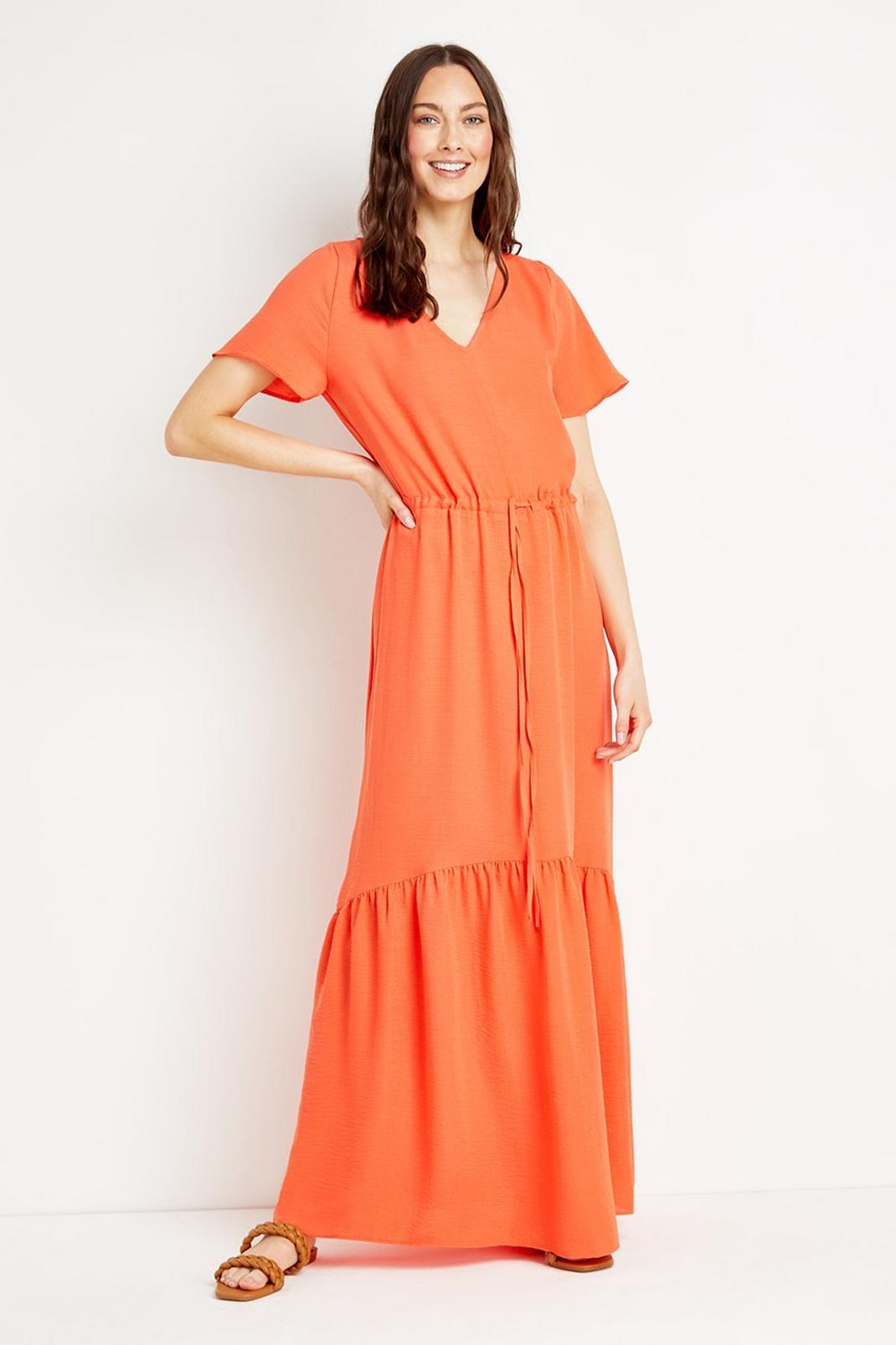157 Tall Red Tiered Maxi Dress image number 1