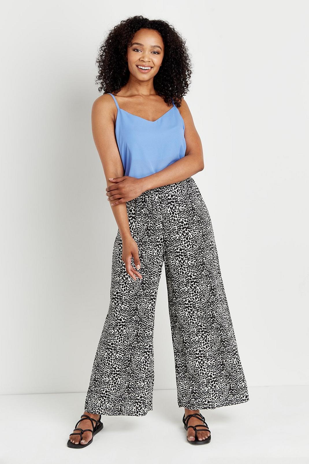 Petite Animal Wide Leg Palazzo Trousers image number 1