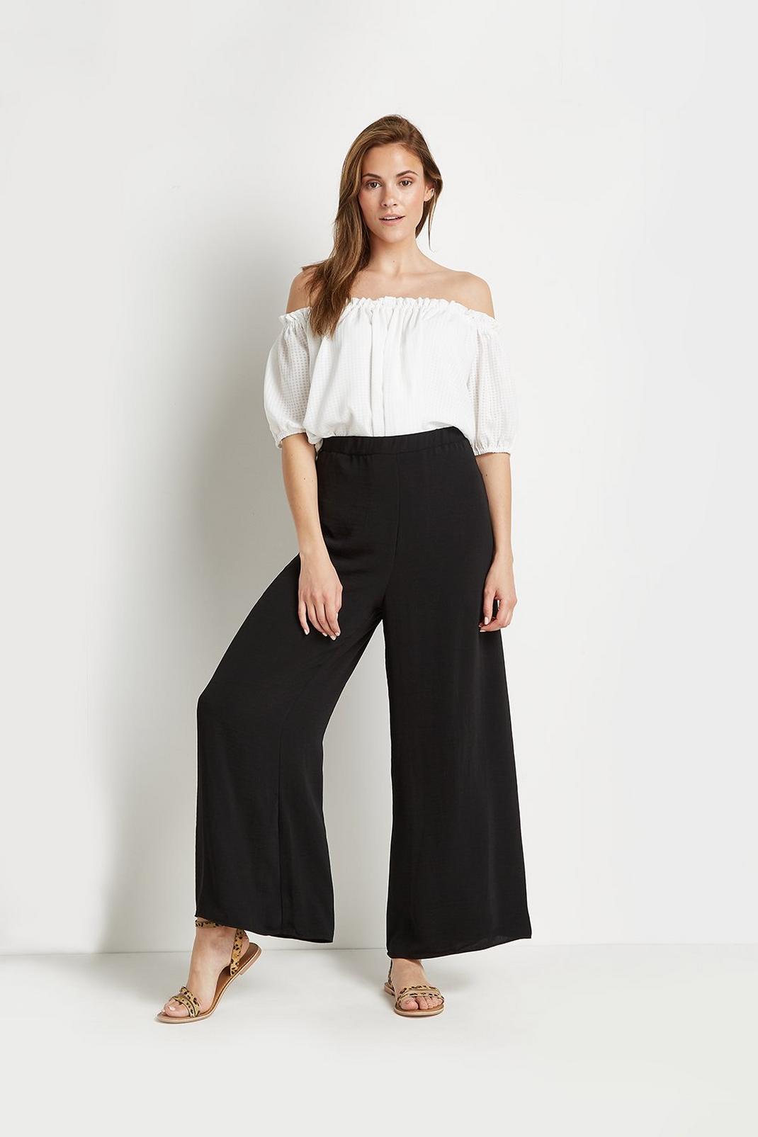 105 Black Wide Leg Palazzo Trouser image number 1