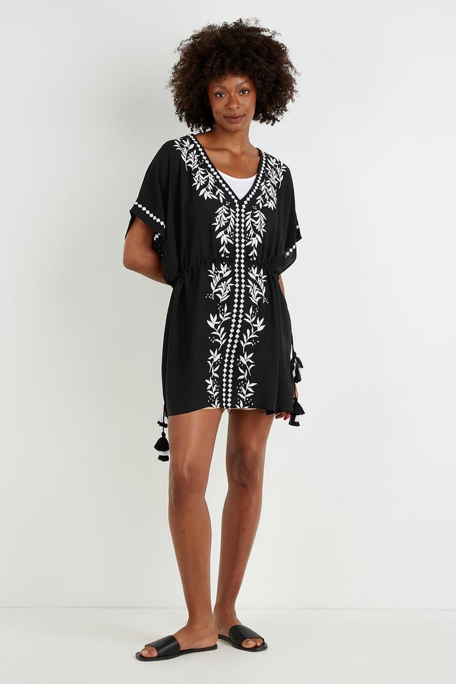 Monochrome Embroidered Cover Up
