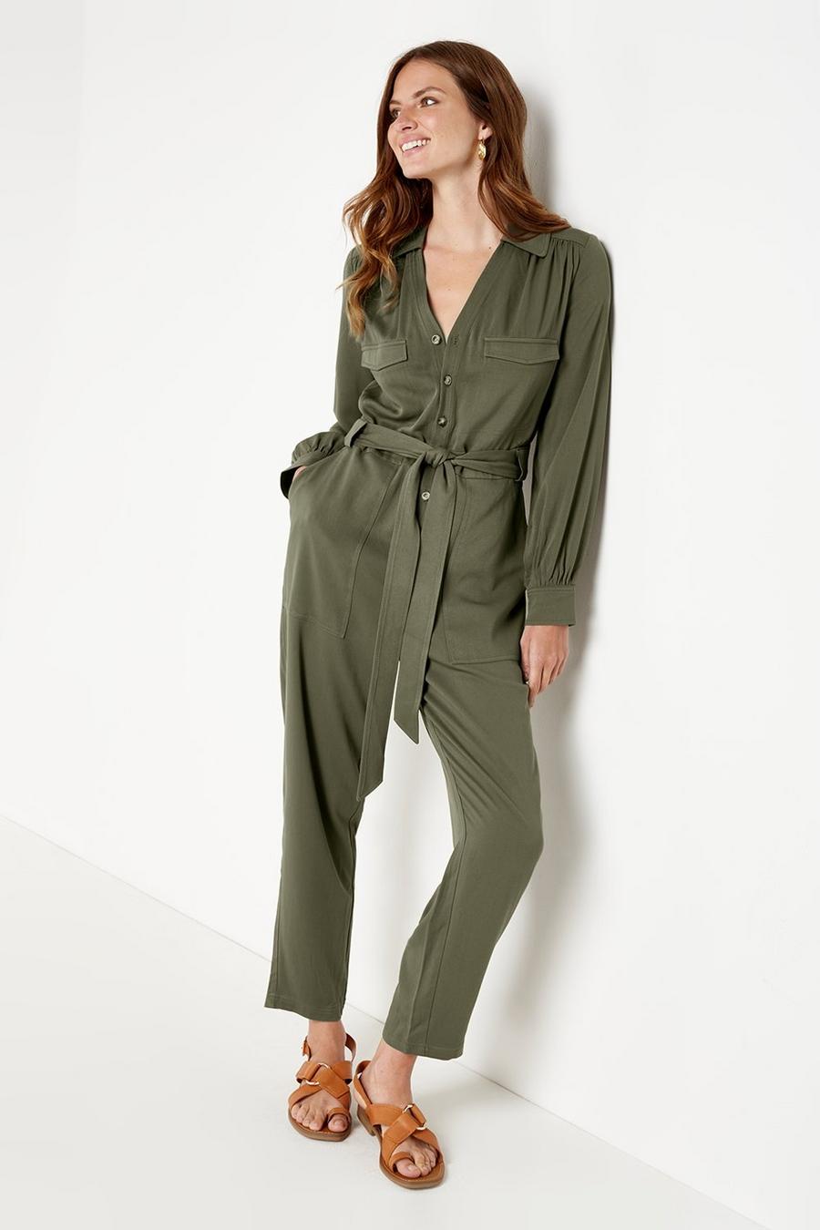 Petite Utility Belted Jumpsuit