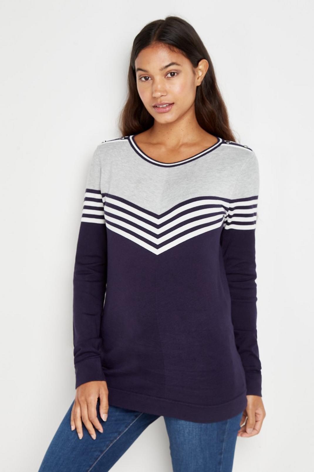 Stone Tall Linear Stripe Jumper image number 1