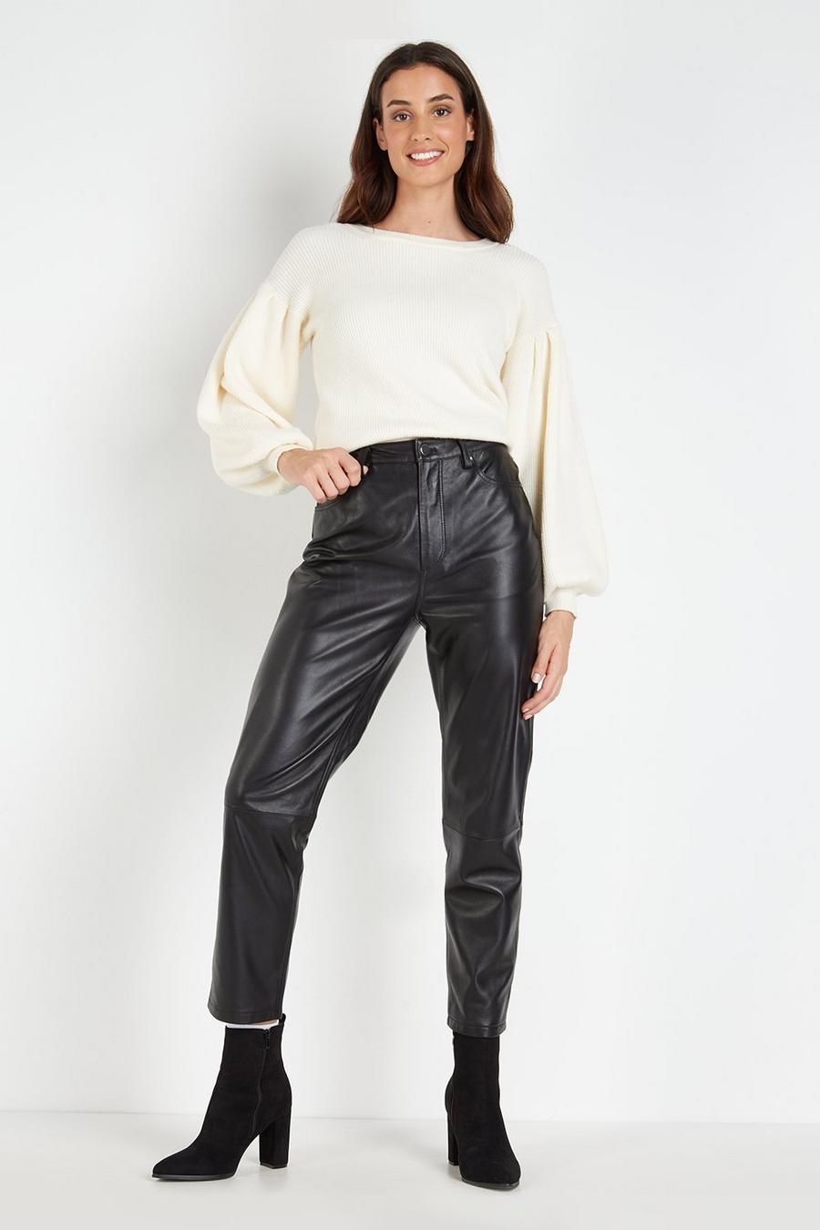 Tall Black Faux Leather Jean