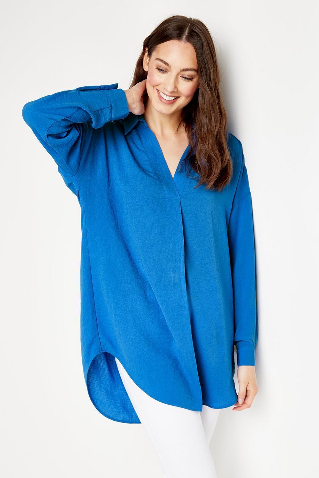 Blue Tall Relaxed Long-line Shirt image number 1