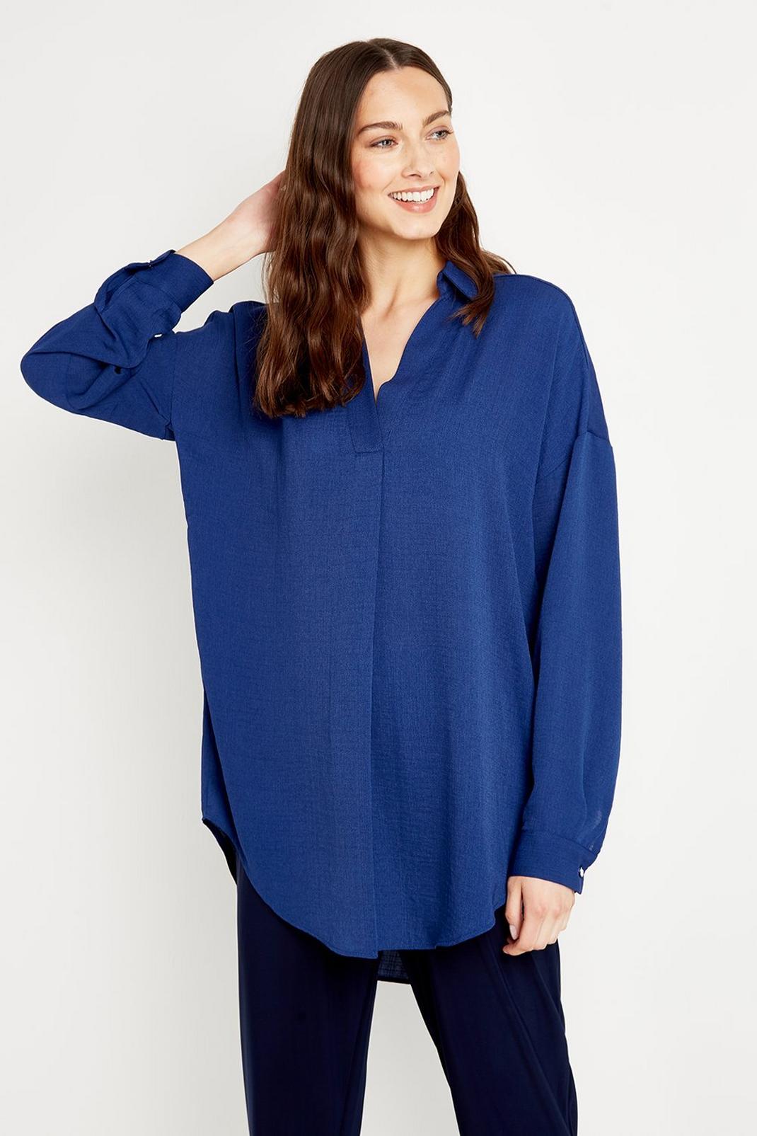 Navy Tall Relaxed Long-line Shirt image number 1