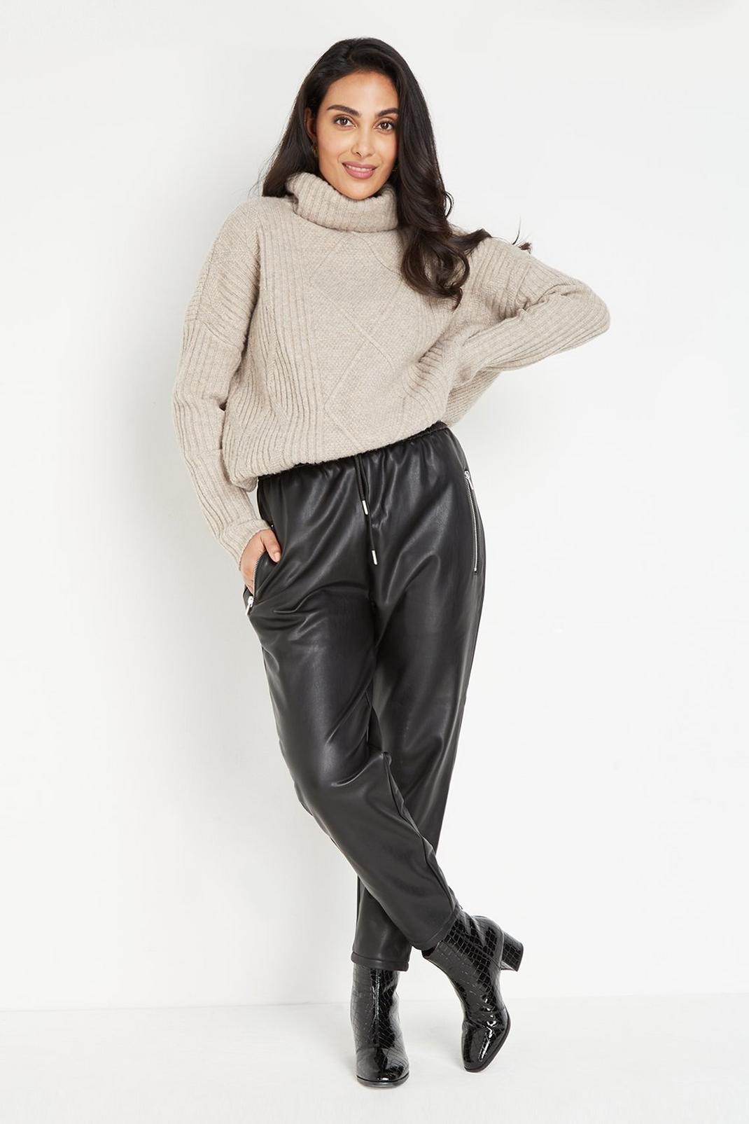 105 Petite Faux Leather Jogger image number 2