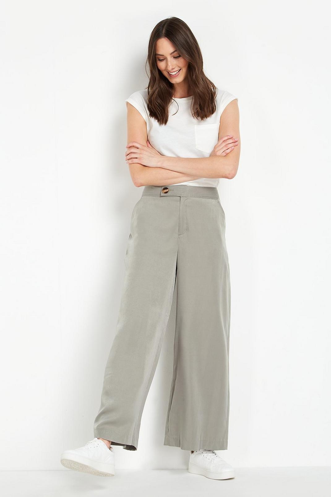 Sage Petite Wide Leg Trousers image number 1