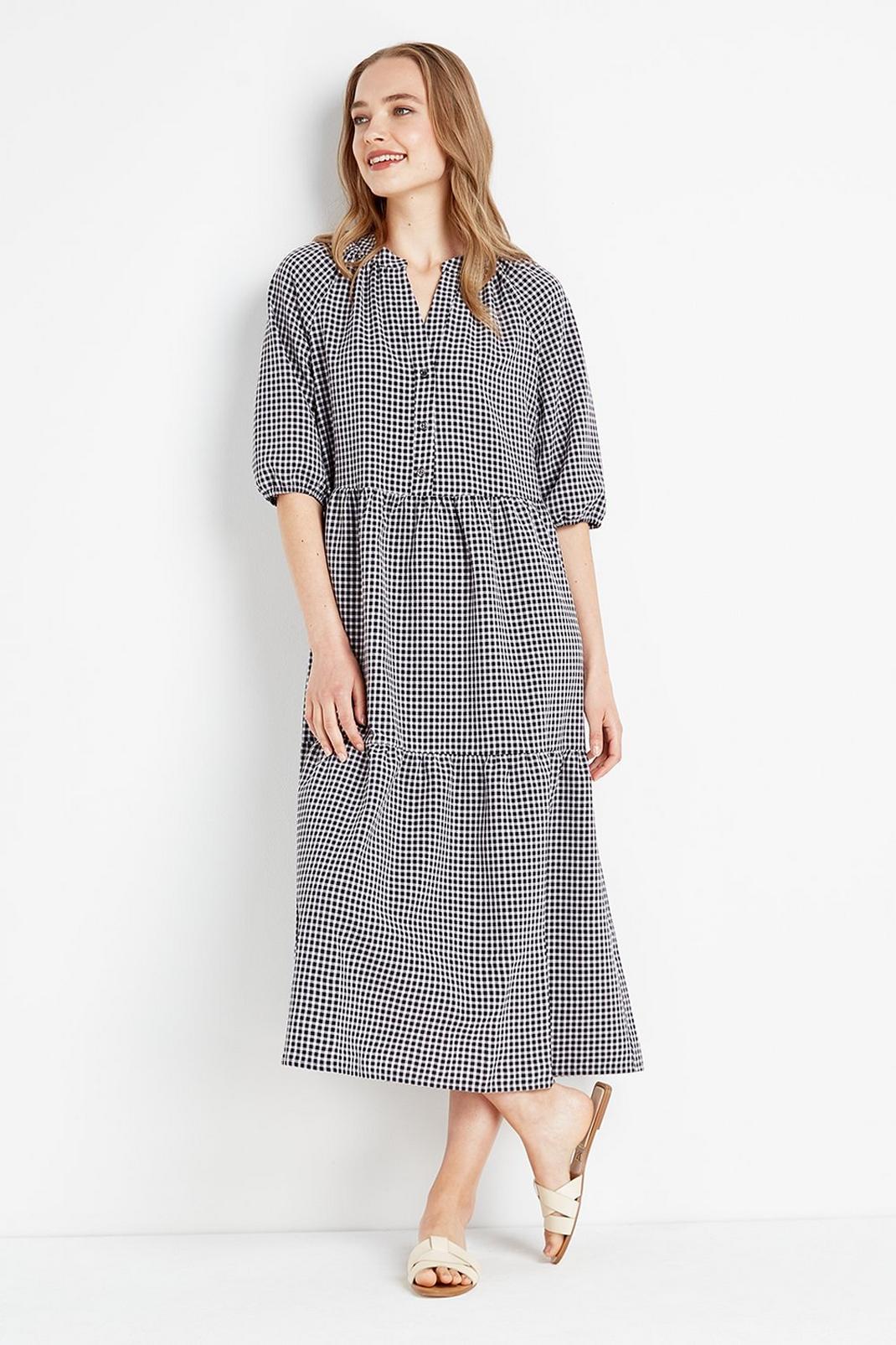 Mono Gingham Tiered Dress image number 1
