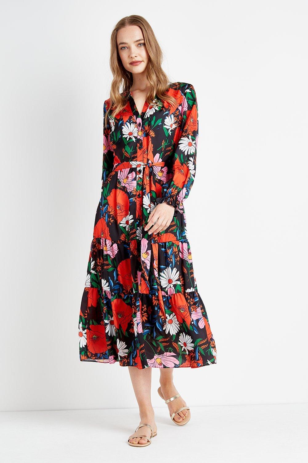 poppy print shirt dress