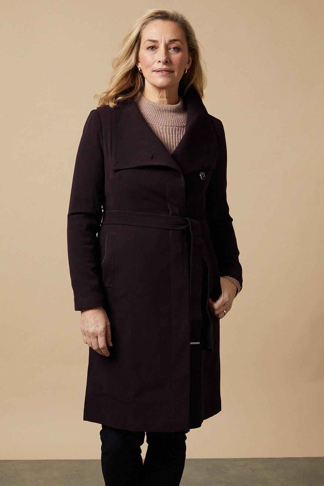 Berry Midi Button Wrap Belted  Coat image number 1