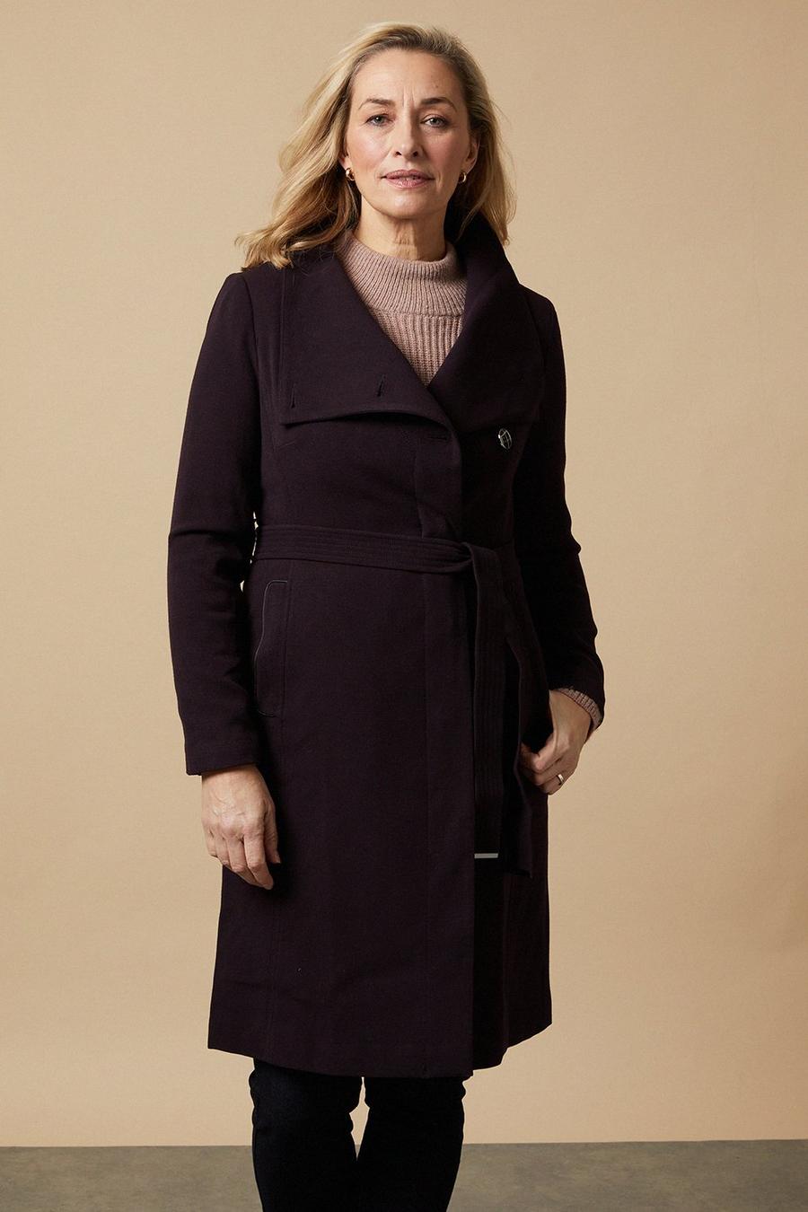 Midi Button Wrap Belted  Coat