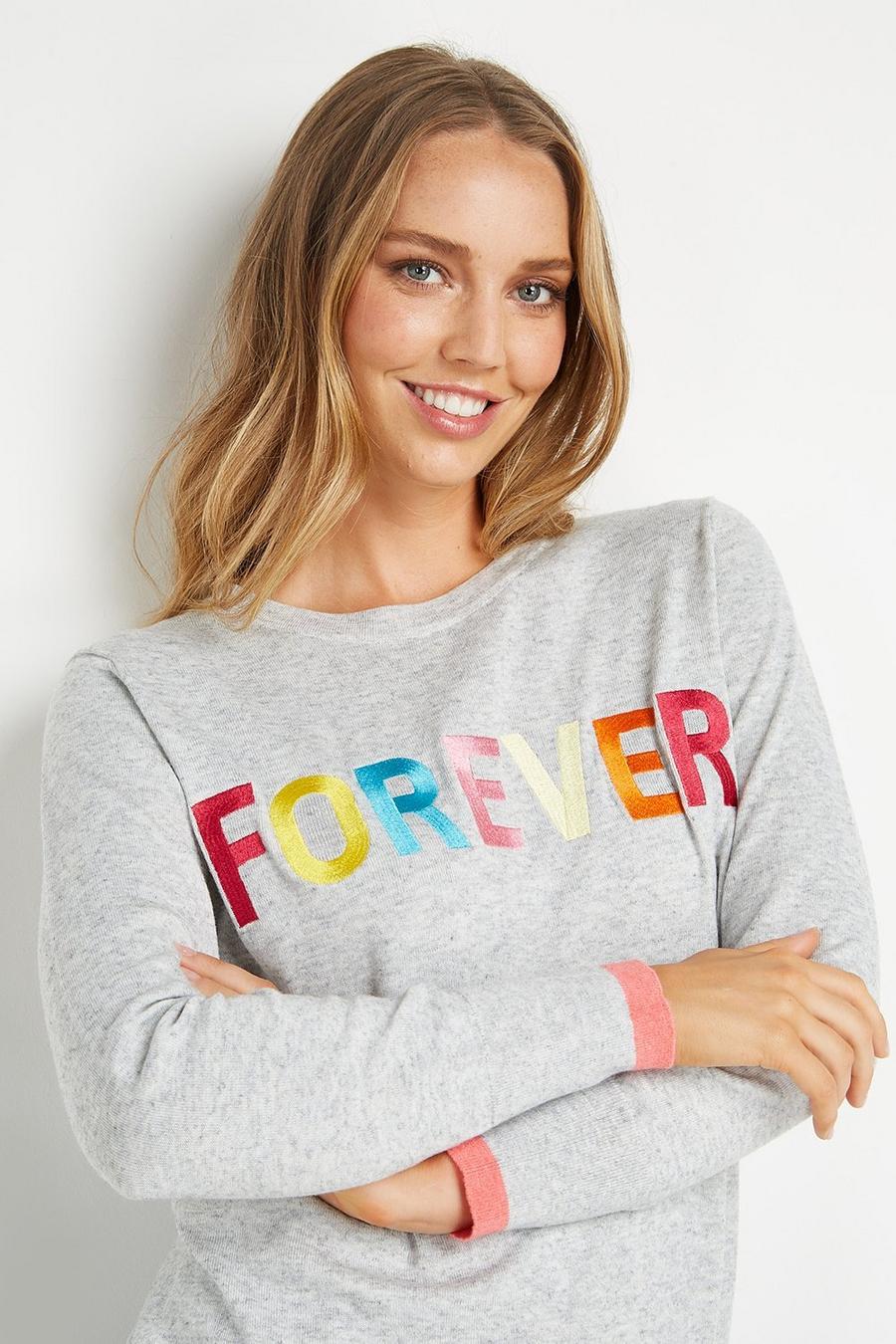 Grey Forever Slogan Jumper