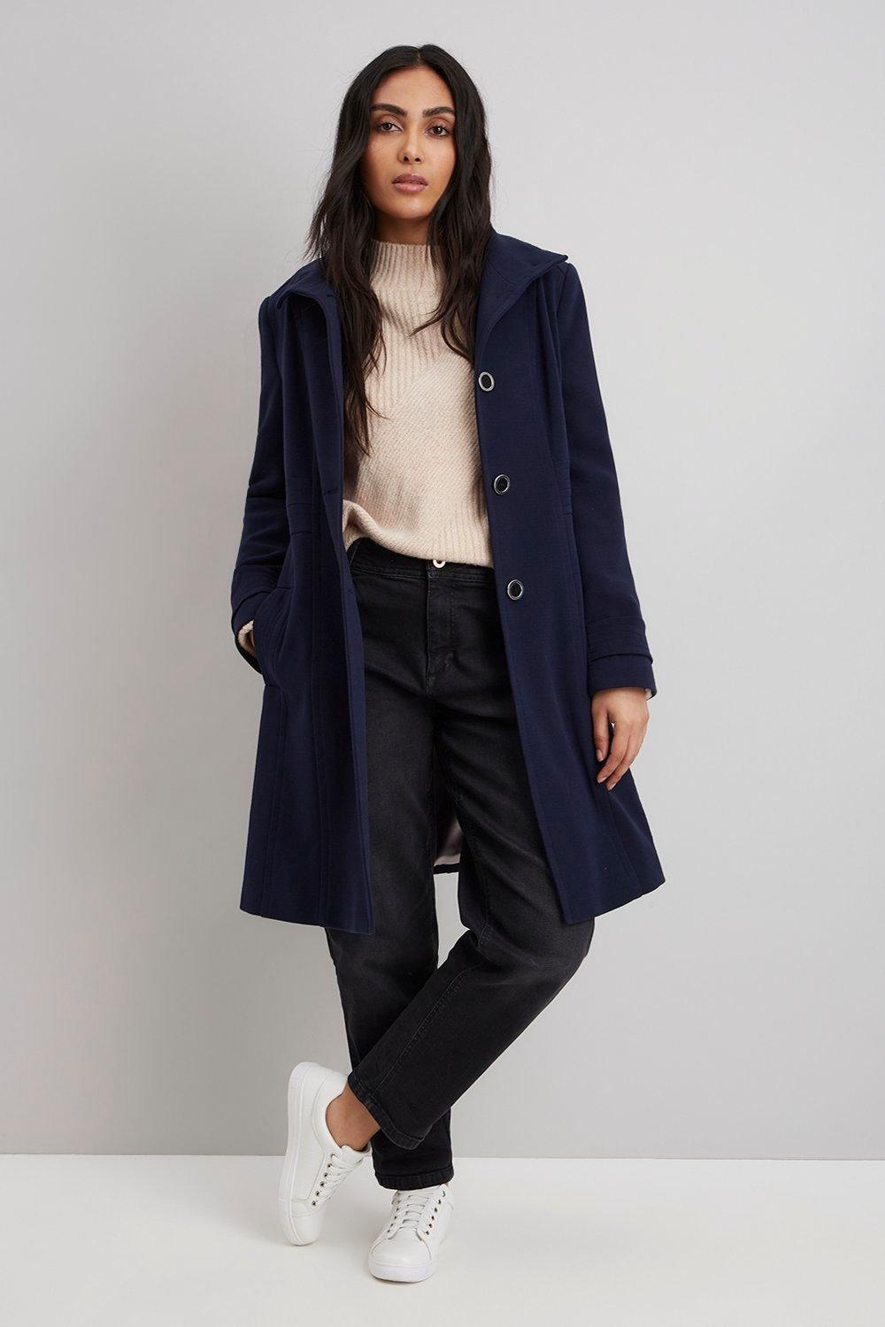 petite funnel neck coat