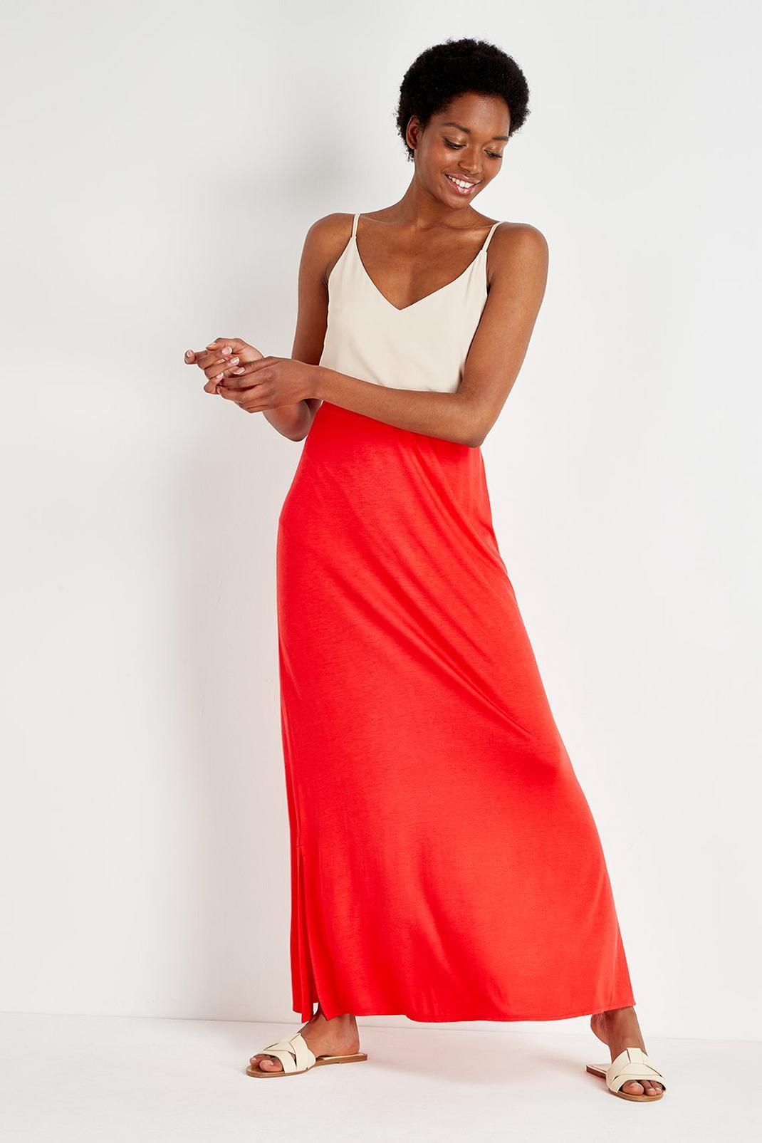Red Jersey Maxi Skirt image number 1