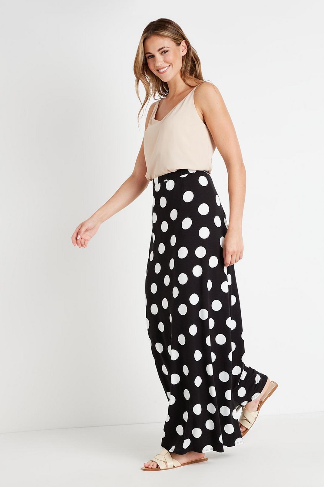 Mono Black Spot Jersey Maxi Skirt image number 1