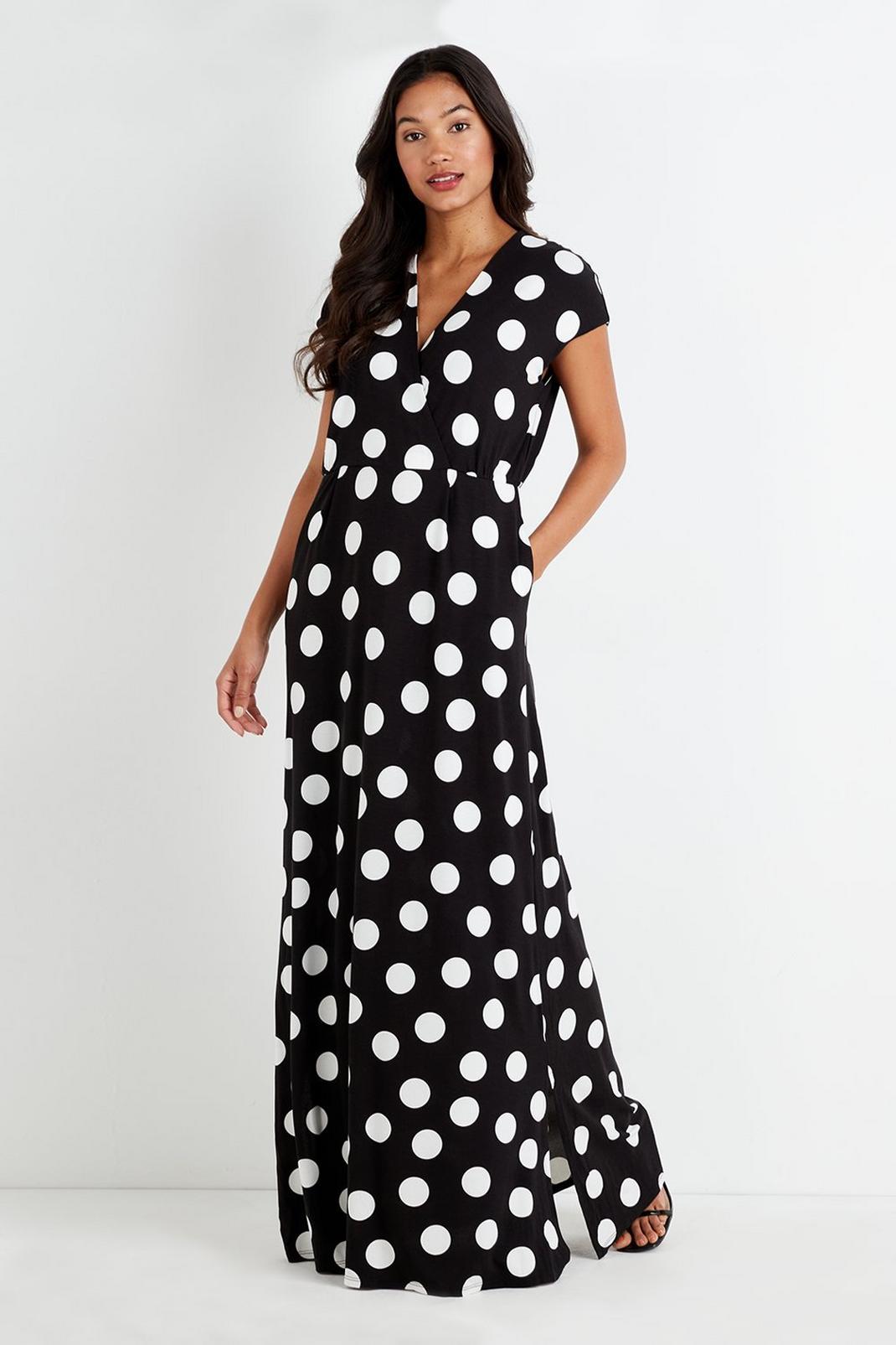 Mono Black Spot Jersey Maxi Dress image number 1