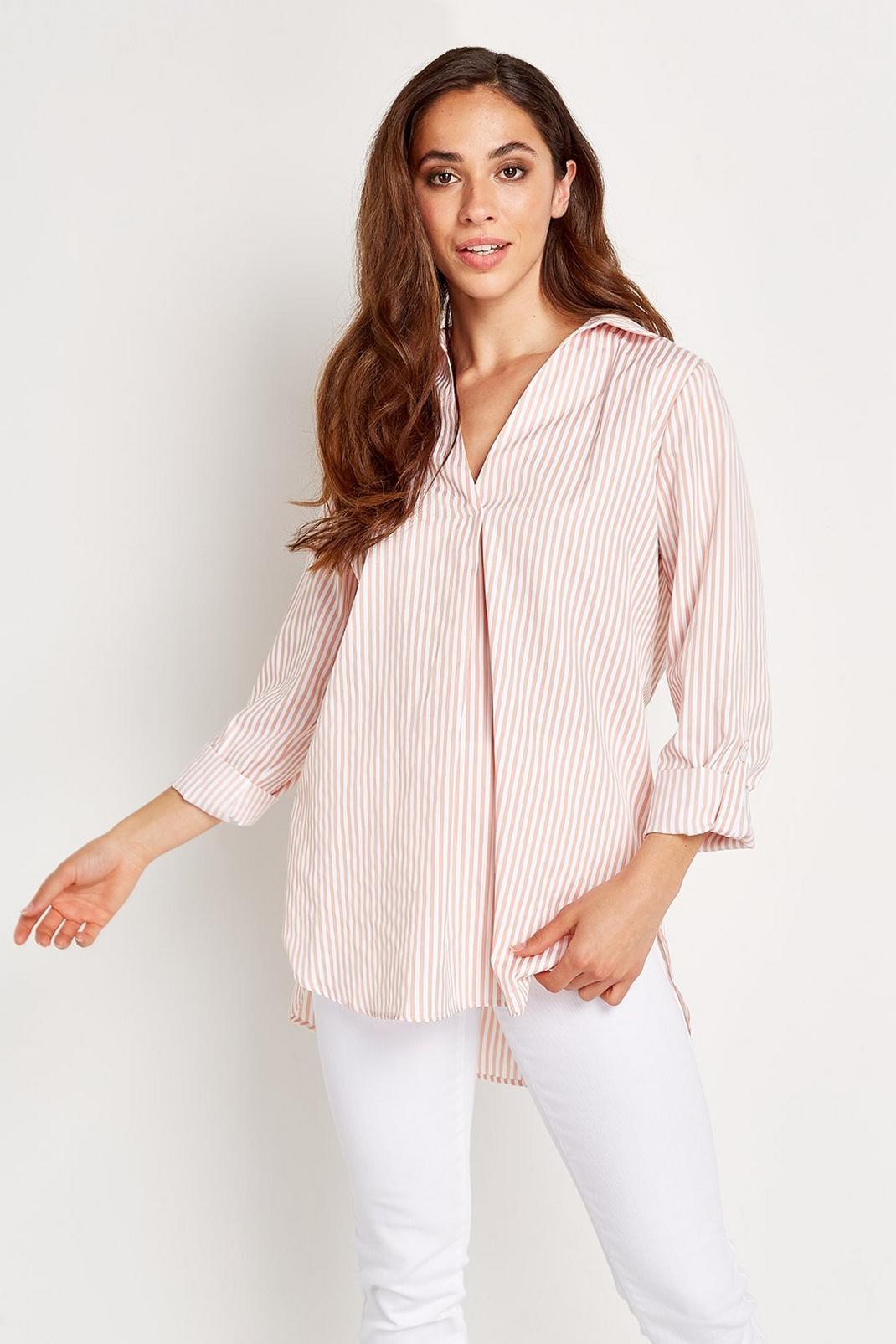 Blush Poplin Stripe Relaxed Shirt image number 1