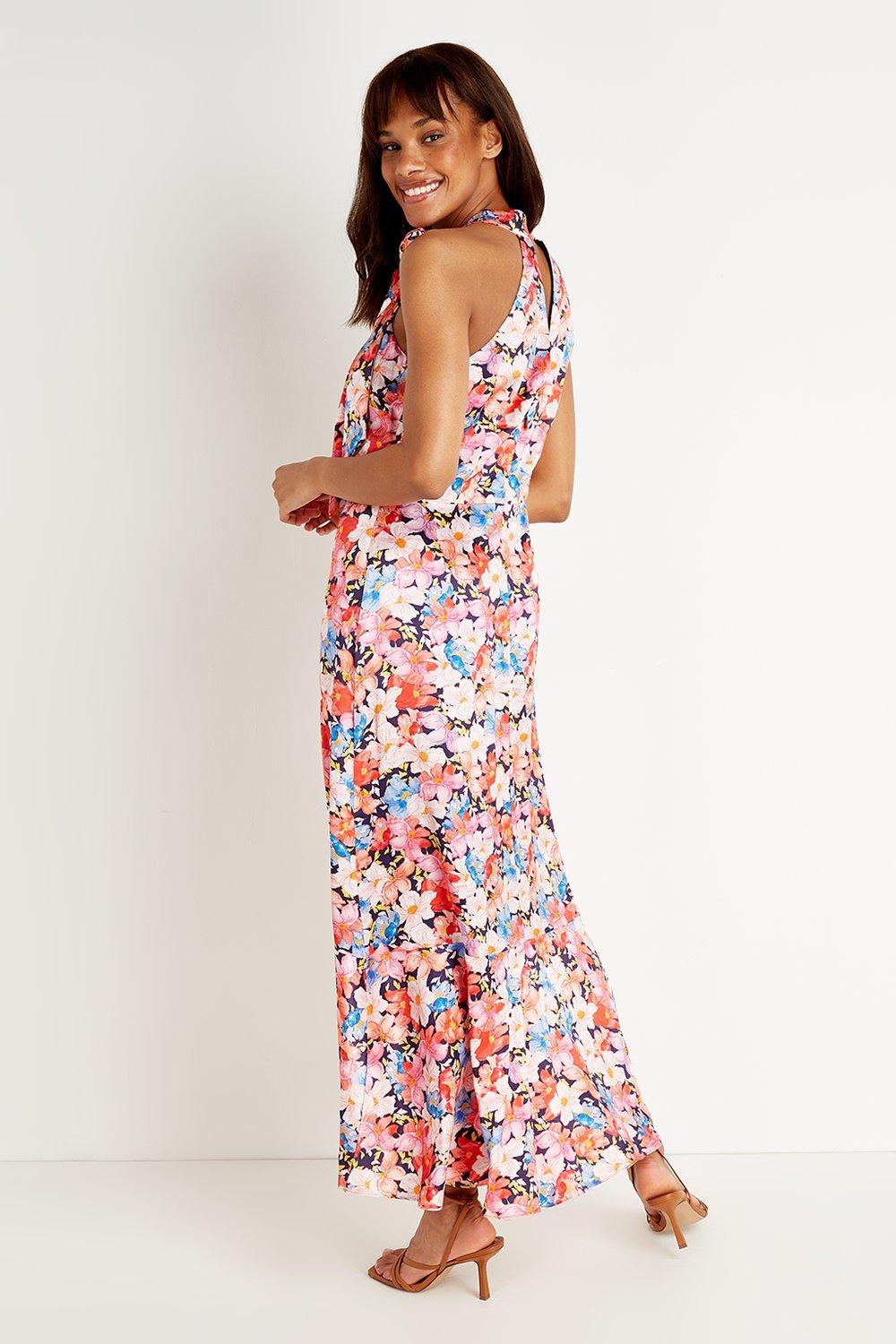 tie neck floral dress