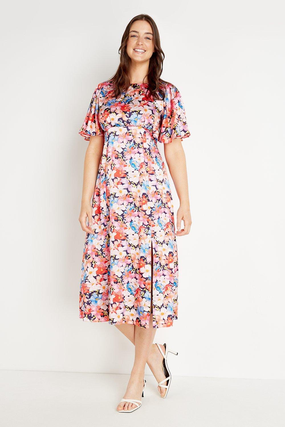 floral angel sleeve dress