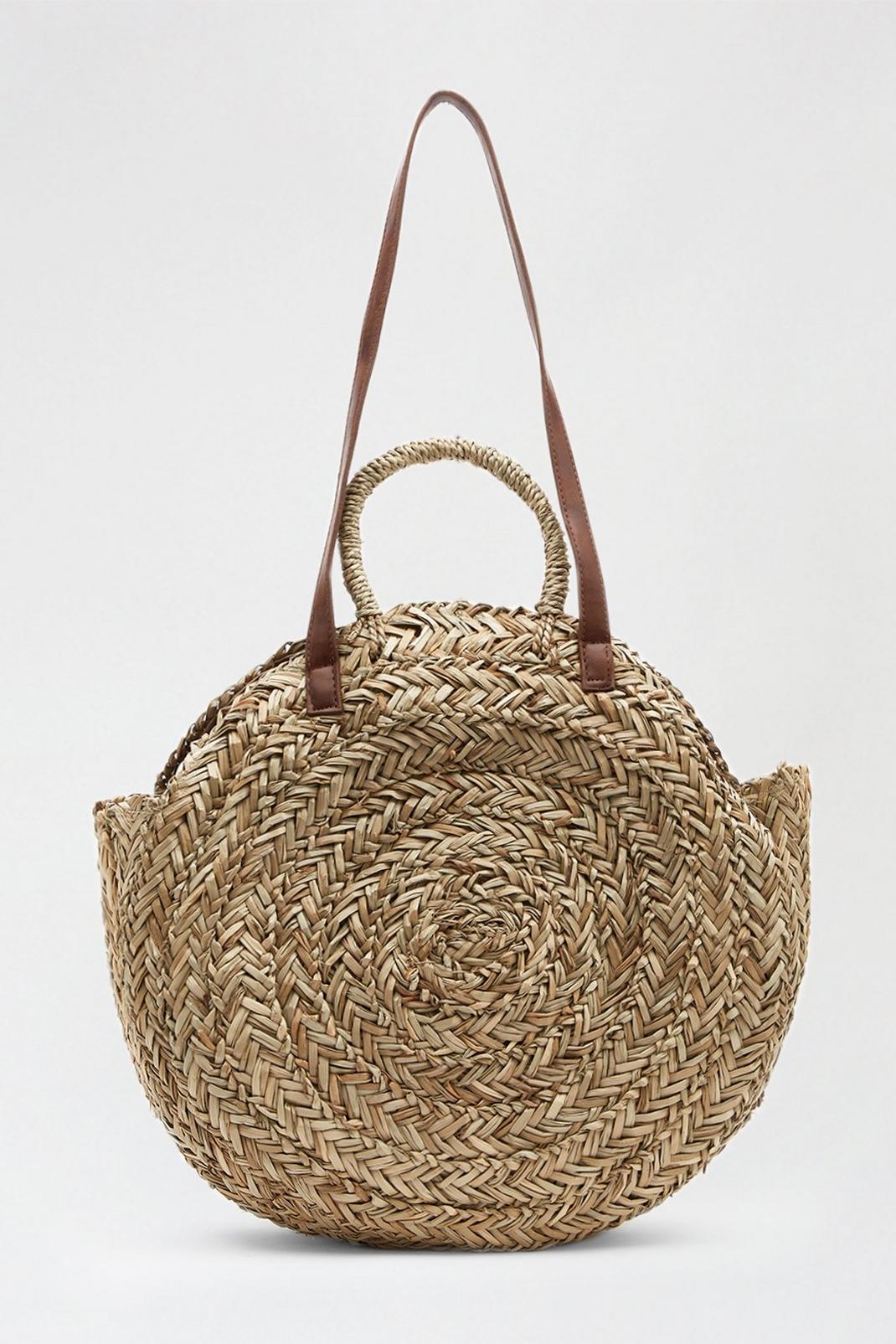 638 South Beach Straw Bag With Tan Long Strap image number 2