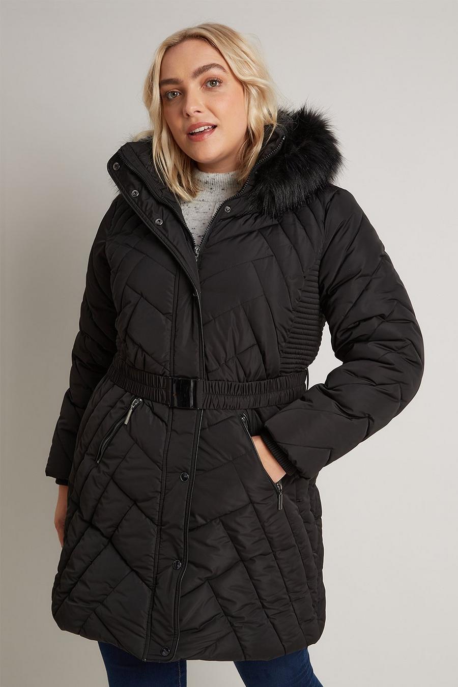 Curve Belted Midi Padded Coat