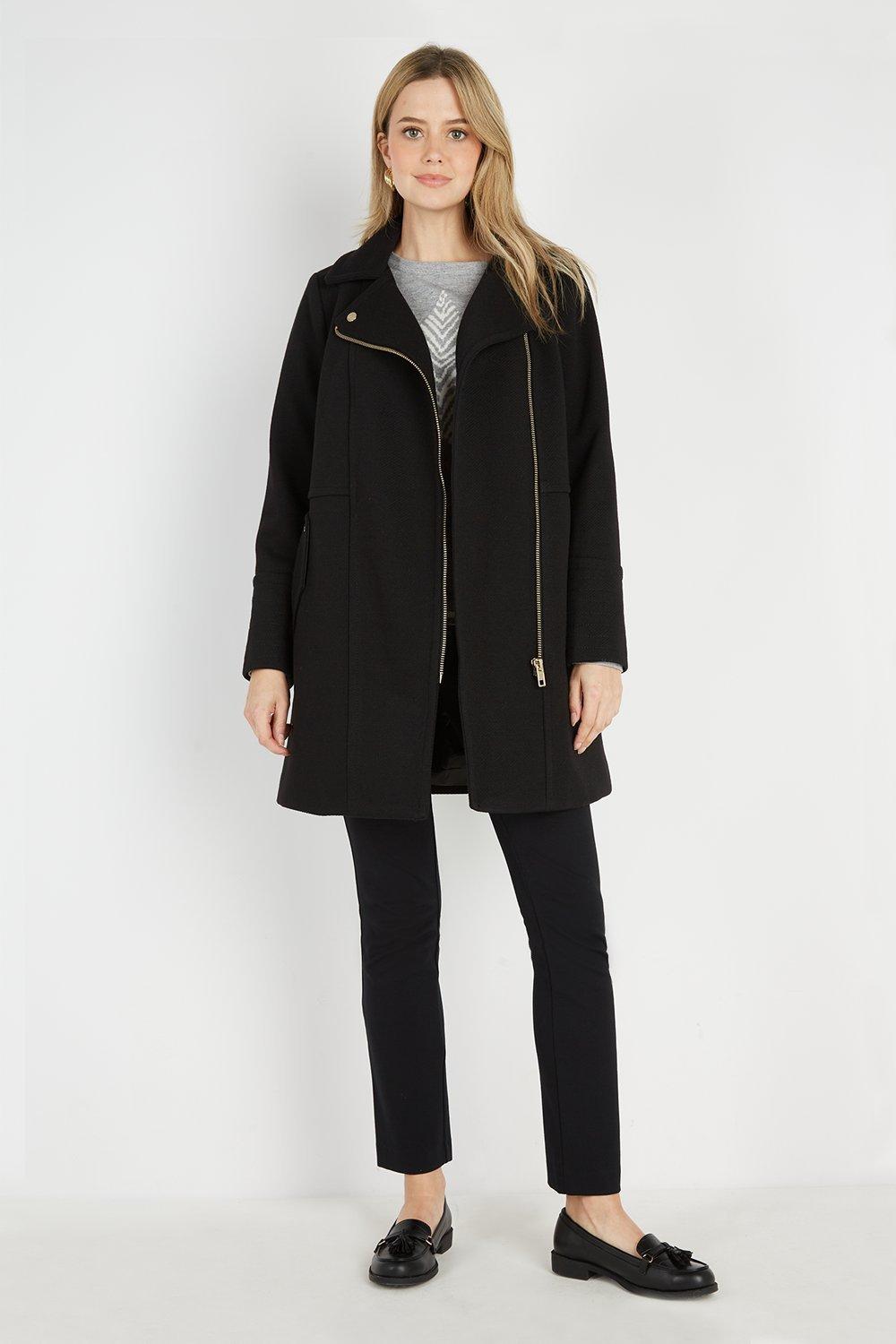 petite wool black coat