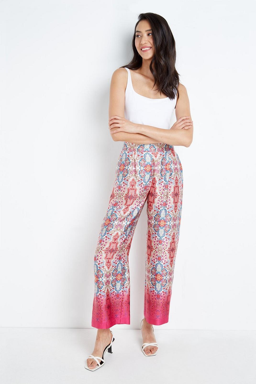 500 Pink Paisley Border Wide Leg Trouser image number 2