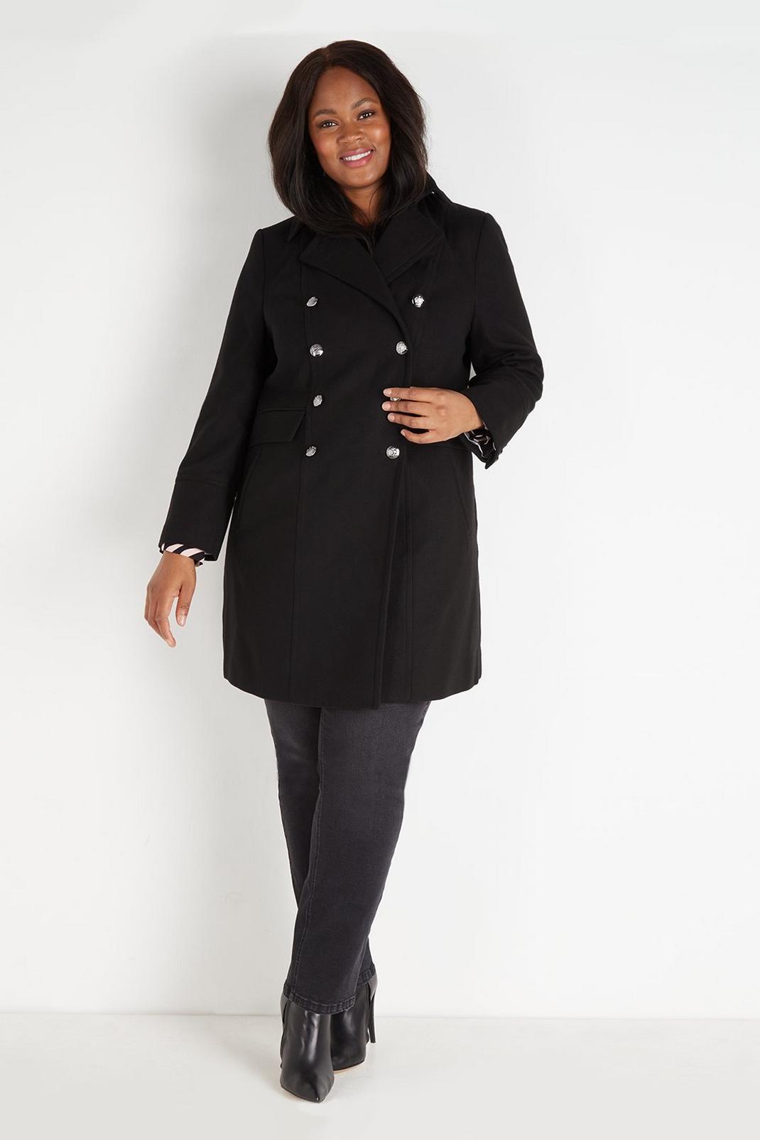 Black Curve Double Breasted Military Coat image number 1