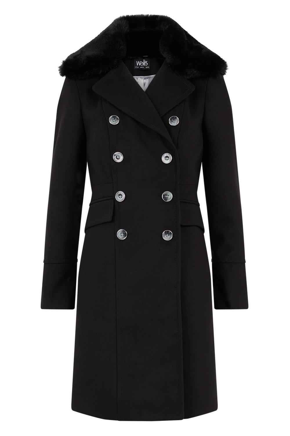 wallis faux wool military coat