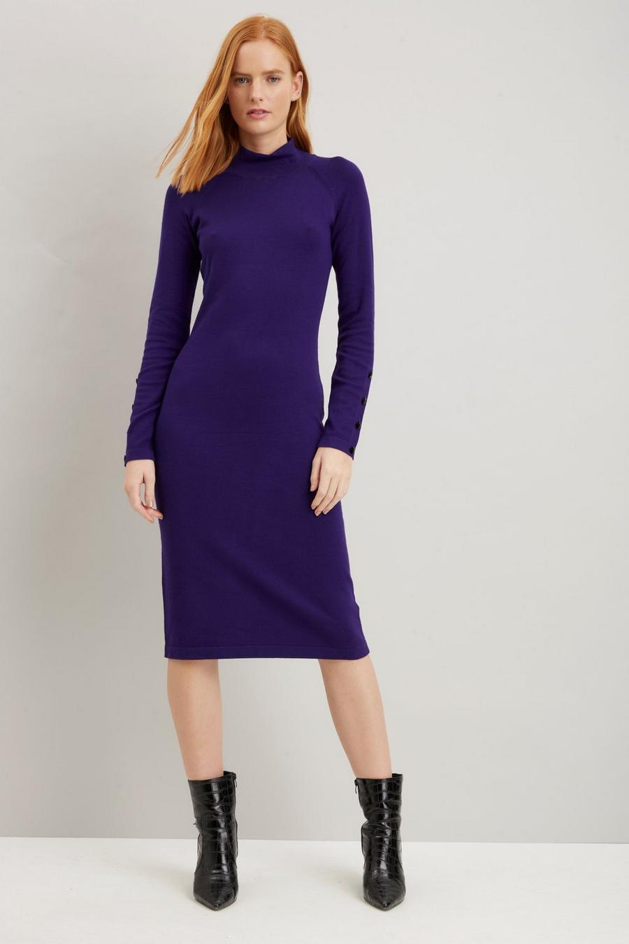 Knitted Funnel Neck Dress
