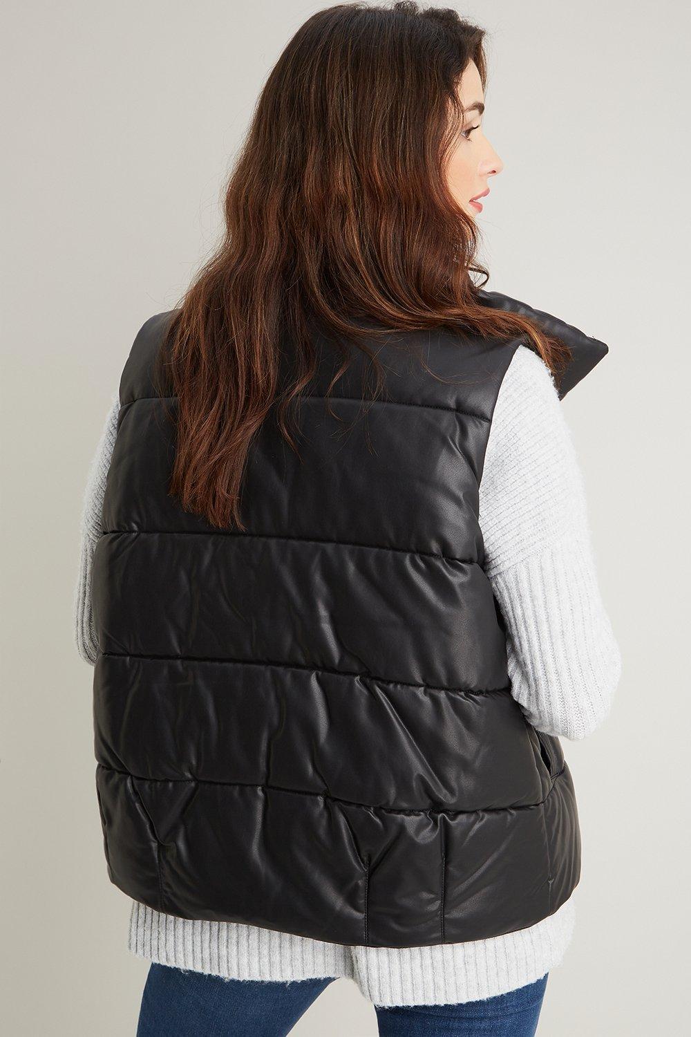 leather padded gilet womens