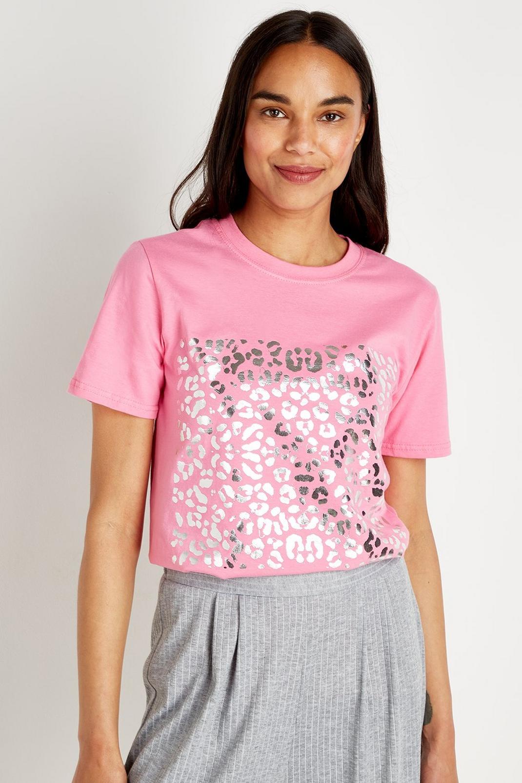 Pink Metallic Animal Print T-shirt image number 1