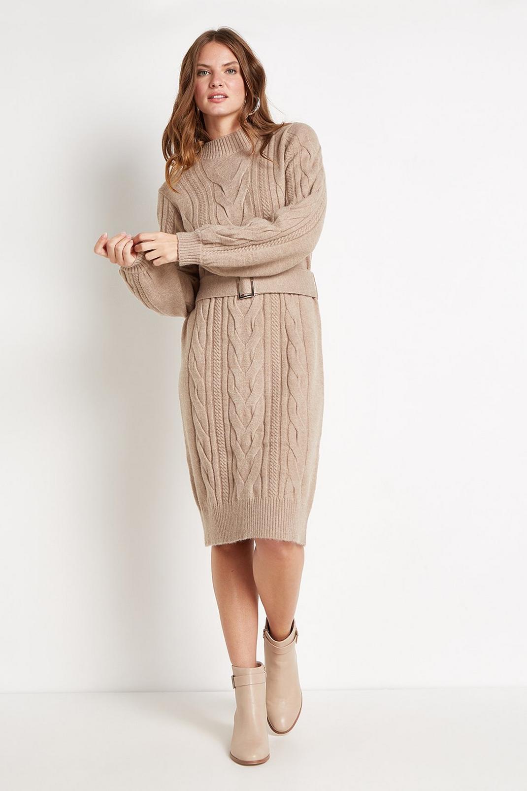 996 Cable Knitted Belted Dress image number 2
